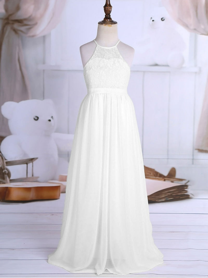 Hansber Kids Flower Girl Dress Halter Chiffon Long Party Junior Wedding Evening Prom Maxi Gown Dress White 6 - Walmart.com Hansber Kids Flower Girl Dress Halter Chiffon Long Party Junior Wedding Evening Prom Maxi Gown Dress White 6 - Walmart.com