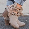 thumbnail image 2 of Botas de tacón alto para mujer, zapatos de tobillo con correa de hebilla, botas de tacón grueso informales para invierno y otoño, 2 of 3