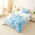 thumbnail image 2 of Manfei Golden Blue Bow Twin Comforter Sets,Girls Personalized Letter A Bedding Set,Polkadot Reversible,2-Piece,1 Comforter and 1 Pillowcase, 2 of 7