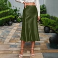 thumbnail image 2 of Levmjia Women's Satin Midi Skirt Elegant A-Line Silk High Waisted Side Zipper Stretch Comfortable Casual Work Office Long Skirt, 2 of 9