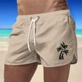 thumbnail image 2 of Men's Geometric Print Drawstring Waist Bermuda Shorts Regular Fit Fixed Waist Water Friendly Active Hybrid Cargo Shorts Beach Loose Fit Shorts (Khaki, 2XL), 2 of 4