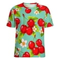 thumbnail image 5 of Female T-Shirt Cherry Blossom Pattern O Neck T-Shirts Short Sleeves Tops Classic Tees, 5 of 6