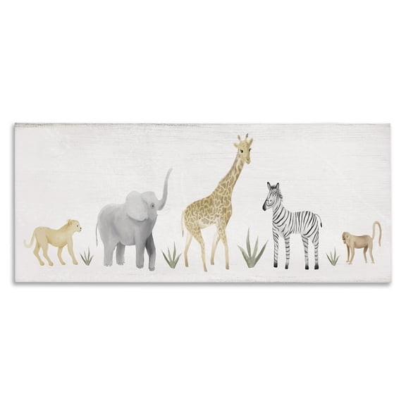 Stupell Industries Coastal Adorable Jungle Animals Wildlife Canvas Art, 24 x 10, by Lil' Rue