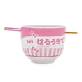 thumbnail image 2 of Cuenco para ramen Sanrio Hello Kitty Tokyo con rayas rosas y palillos, 2 of 8