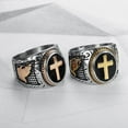 thumbnail image 4 of JAJAFOOK Jewelry Black & Silver Stainless Steel Christian Holy Cross Ring For Men's Rings rose gold 8, 4 of 6