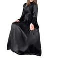 thumbnail image 4 of Wancir Women's Mock Neck Satin Dress Elegant Long Sleeve Elastic High Waist Formal Wedding Cocktail Party Maxi Dresses, 4 of 9