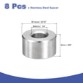 thumbnail image 2 of 8 Pcs Entretoises en Acier Inoxydable 304 9/16 Pouces OD x 1/6 Pouces ID x 3/8 Pouces Longueur(14x6x9mm) Vis Support de Bague Finition Simple Non Filetée Entretoises Rondes en Métal pour Vis M6 Boulons et Tringles, Argent, 2 of 6