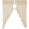 thumbnail image 2 of VHC Brands Muslin Ruffled Unbleached Natural Tan Prairie Short Panel Set of 2 Farmhouse Cotton Window Treatment for Living Room 63x36x18, 2 of 4