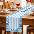 thumbnail image 5 of Coastal Seashell Table Runner 90 Inches, Summer Ocean Starfish Conch Blue Stripes Bed Runner Dresser Scarves Tabletop for Indoor Outdoor Parties/Ceremony/Banquet, 13" x 90", 5 of 9