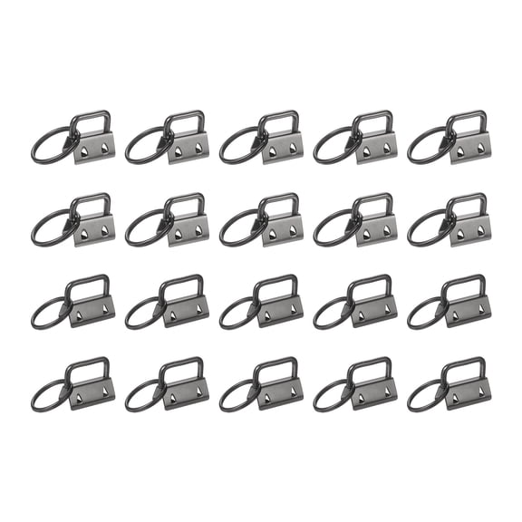 Uxcell 20 Pcs Key Fob Hardware, 0.8/1in 20/26mm Wristlet Clasp Sets with Key Rings for Keychain Making Supplies Lanyards Bag DIY Crafts, Black
