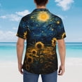 thumbnail image 4 of Pofeuu Oil Starry Sky Sunflower Print Hawaiian Shirt for Men Sleeves Casual Button Down Summer Beach Dress Shirts T-Shirts,XX-Large, 4 of 7