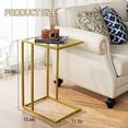 thumbnail image 3 of C Shaped End Side Table Set of 2,Couch Sofa Table for Small Space,Tempered Glass Snack Side Table with Metal Frame for Living Room, Bedroom, Bedside, Modern Style, Gold, 3 of 9