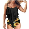 thumbnail image 2 of WREESH Womens Two Piece Swimsuit Ruffle Tankini Swimsuit Fashion Printing Bikini Push-Up Padded Swimsuit Beachwear Set Bathing Suit Black, 2 of 8