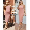 thumbnail image 4 of Ekouaer Maternity Midi Dress Sleeveless Halter Neck Bodycon Pregnancy Dress Baby Shower Dress Outfit Daily Wear, 4 of 6