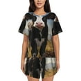 thumbnail image 1 of Fotbe Cute Prairie Cow Conjunto de Pijama Estampado para Mujer, 2 Piezas, Ropa de Dormir con Camiseta de Manga Corta y Shorts Suaves-Large, 1 of 6