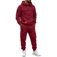 thumbnail image 2 of Men's Quarter Zip Cargo Tracksuit Two Piece Outfit Multi Pockets Hoodie and Jogger Pants Drawstring Casual Athletic Set 3XL, 2 of 7