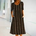 thumbnail image 2 of IROINNID Long Dress For Women Temperament Round-Neck Short Sleeve Print Casual Loose Pocket Dress Cheap, 2 of 9