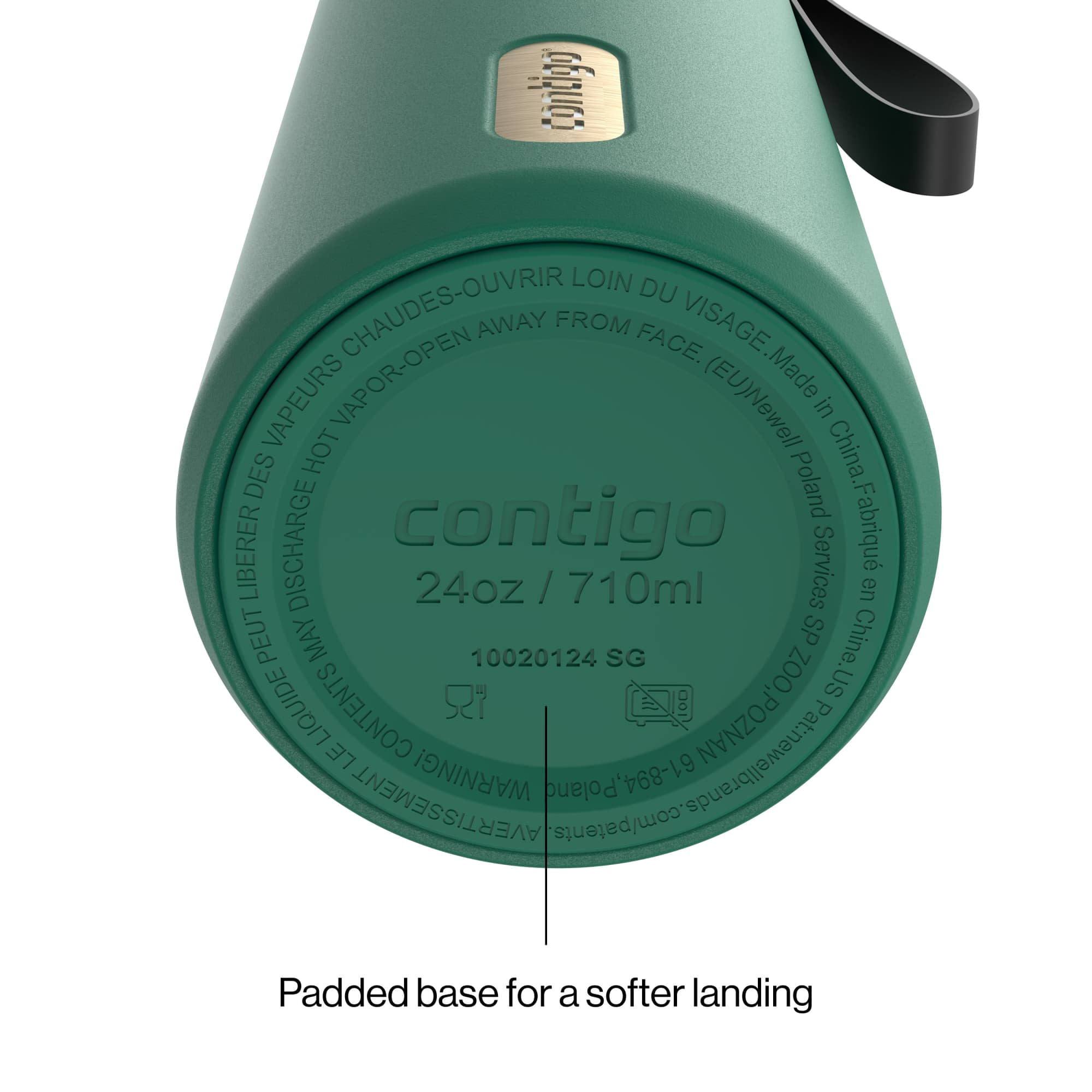 Contigo 24 oz SnapSeal Leak-Proof Stainless Steel Water Bottle – Keeps Drinks Hot & Cold, Reusable Straw, Spill-Proof for Bags, Carry Strap, Green/Champagne