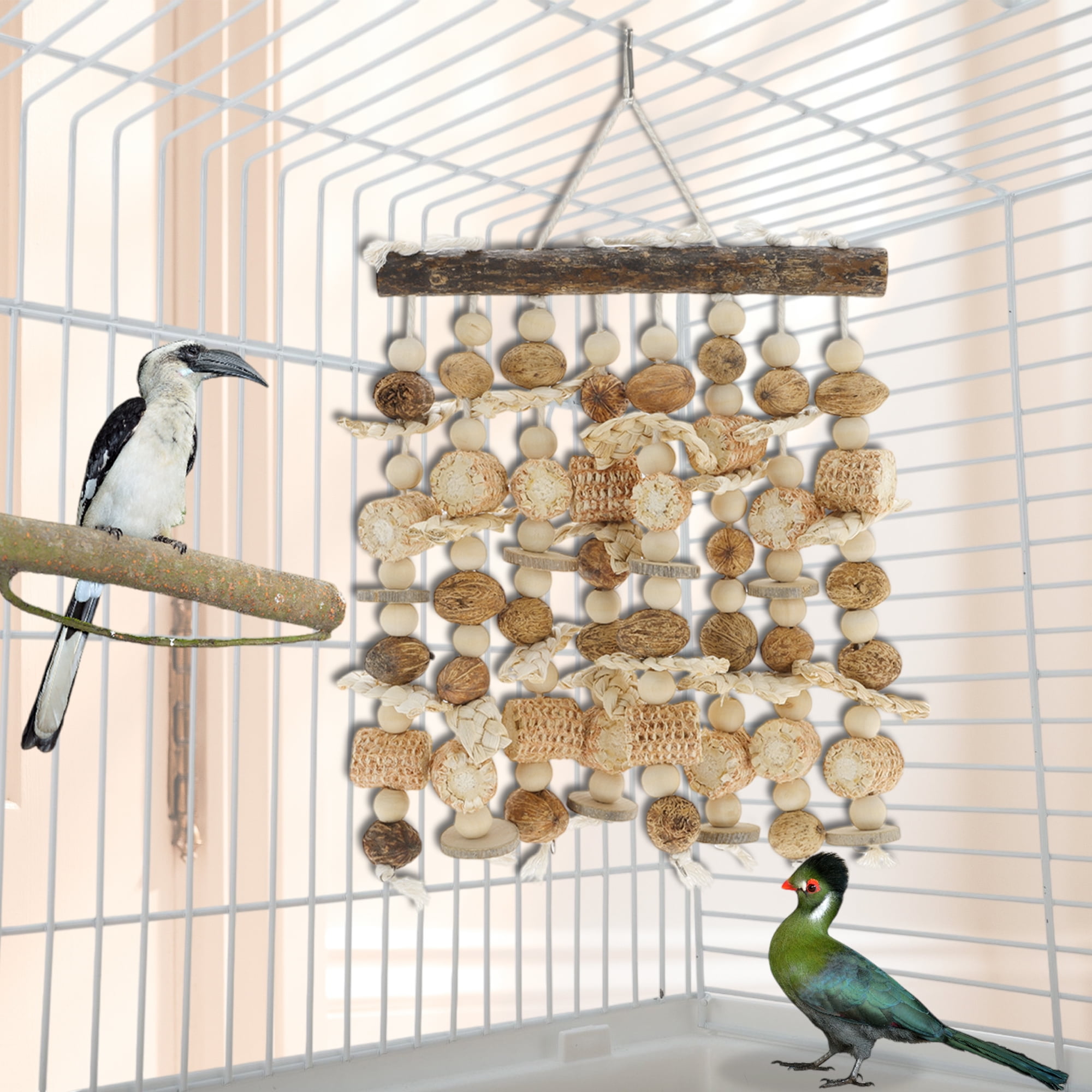 Unique Bargains Bird Parrot Toy Wooden Chewing Tearing Toy Bird Toys Bird Cage Accessories Parrot Cage Bite Toy for Large Medium Birds Macaws
