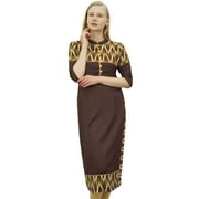 Phagun Womens Brown Tunic 3/4 Sleeve Rayon Kurta Kurti Casual Formal Dress-20
