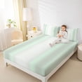 thumbnail image 4 of Homewish Abstract Waves Stripe Bed Sheets,Modern Geometric Art King Sheets,Green White Ombre Sheet Set For Girls Kids,Breathable Home Decor,4 Pieces, 4 of 7
