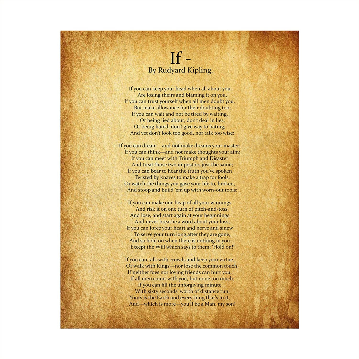 Respeto a ti mismo Tratamiento Preferencial Doctrina IF You Can Keep Your Head"- Rudyard Kipling Poem Page Print-8 x 10" Poetic  Wall Art. Distressed Parchment Print-Ready To Frame. Retro  Home-Office-School-Library Decor. Great Art Gift for Poetry Fans. -  Walmart.com