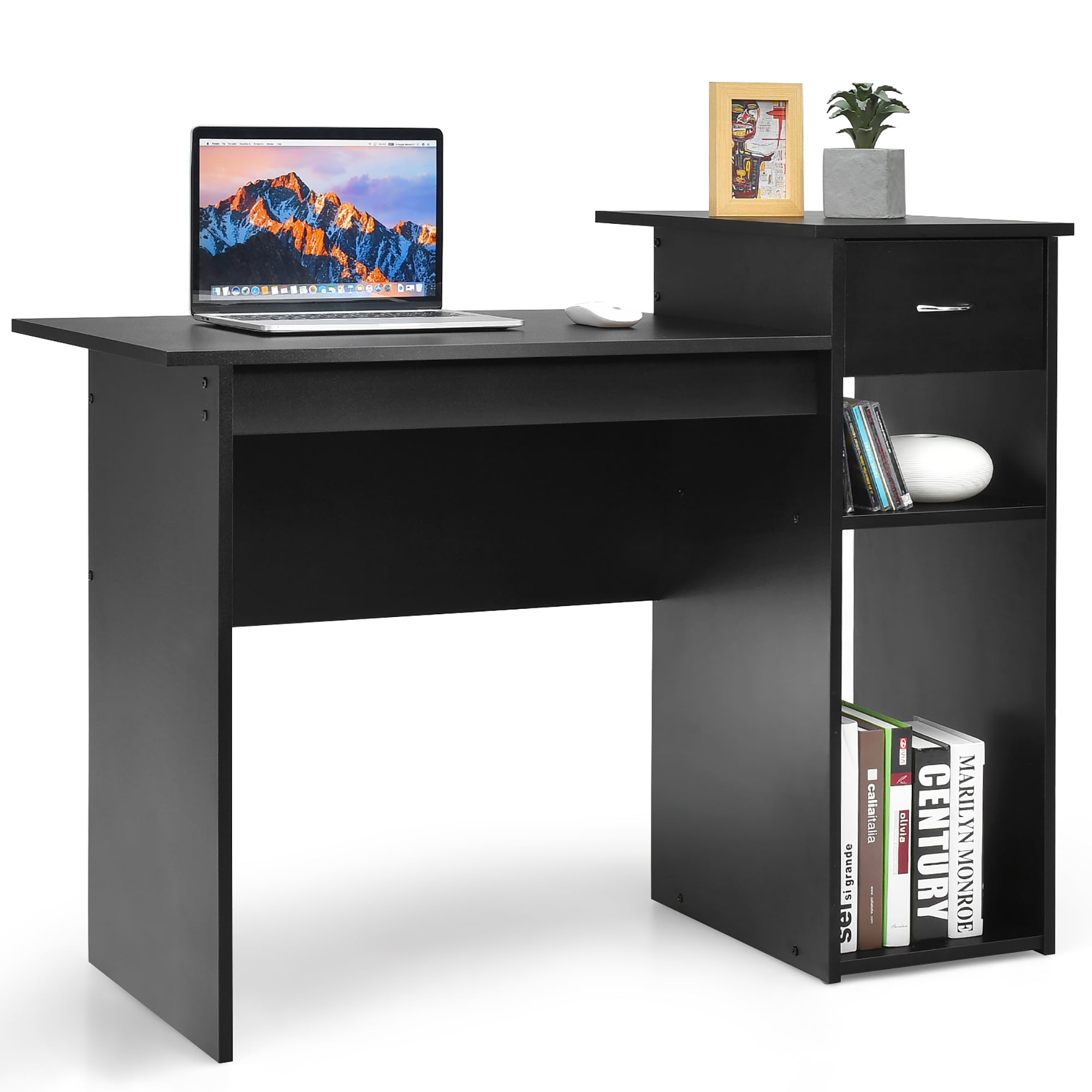 Small Computer Desk PC Laptop Table Wood With Drawer Office Workstation Black 