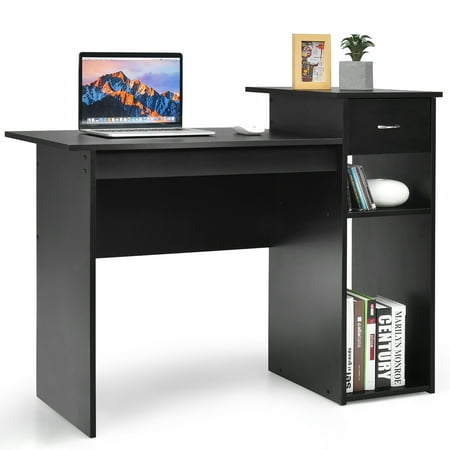 Costway Computer Desk PC Laptop Table w/ Drawer and Shelf Home Office ...