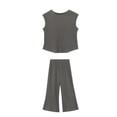 thumbnail image 5 of Babcutegg Girls’ Ice Silk Summer Sleeveless Top and Pants Set – Lightweight Casual Loose-Fit Matching Outfit for Toddlers and Kids Gray Size 7-8, 5 of 6