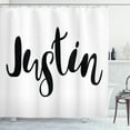 thumbnail image 1 of Ambesonne Justin Shower Curtain, Modern Popular Male Name, 69"Wx84"L, Black and White, 1 of 3
