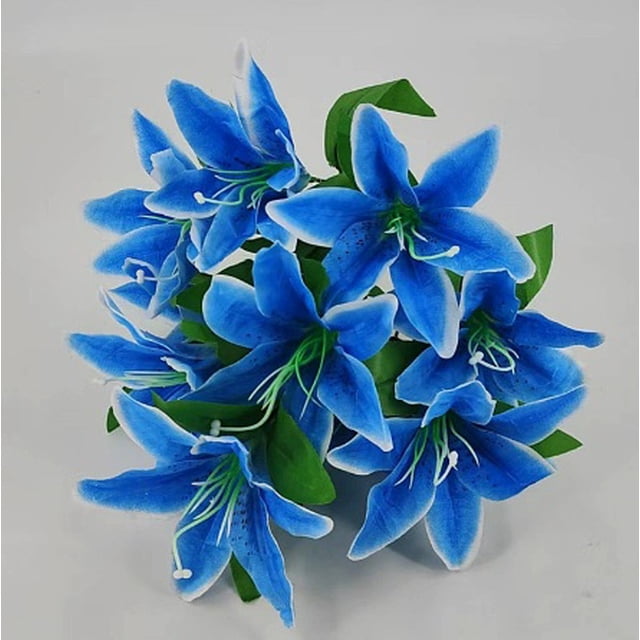 Un único ramo artificial de orquídeas serpiente de 10 cabezas y lirios - un accesorio de decoración for salón de boda, flor artificial, flor de seda.