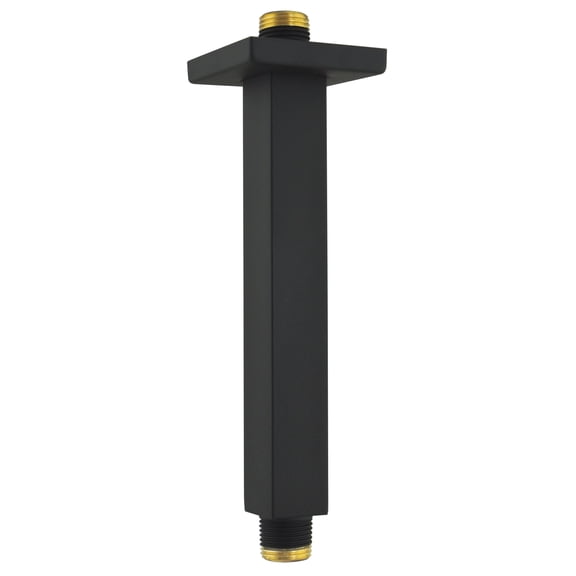Aquaiaw Ceiling Mount Square Shower Arm, 8”, Brass, Matte Black, NPT