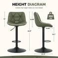 thumbnail image 6 of Set of 2 Adjustable Swivel Counter Height Bar Stools with Back, Modern Armless Upholstered Seat for Kitchen Island Home Bar, 6 of 8
