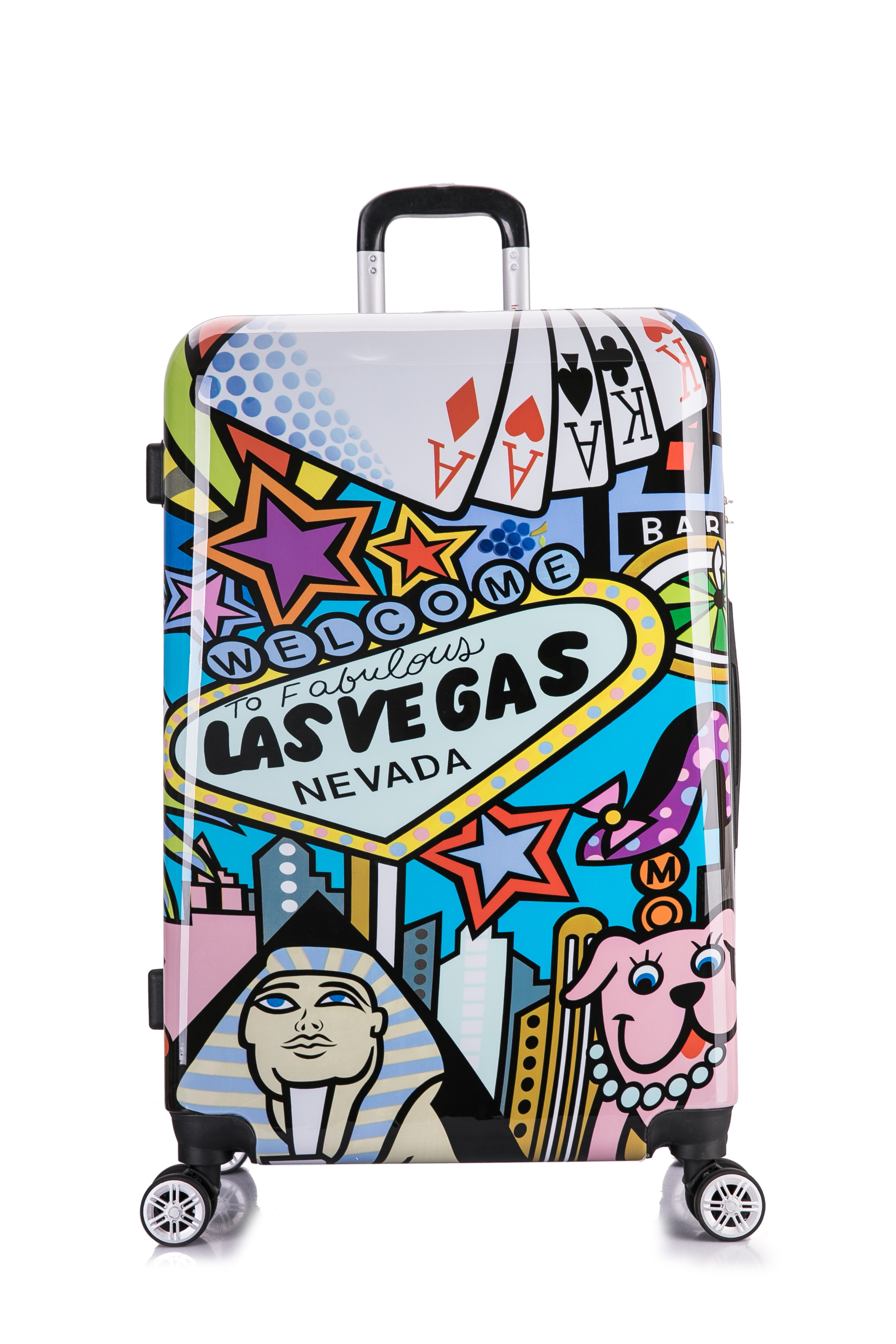 InUSA Print 28" Hardside Lightweight Luggage with Spinner Wheels, Handle and Trolley, Las Vegas