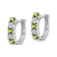 thumbnail image 2 of Sterling Silver Rhodium-Plated Peridot And Diamond Earrings (12 X 12) Made In China qe10209pe, 2 of 5