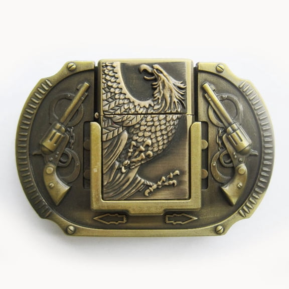 Antique Bronze Plated Eagle Guns Belt Buckle