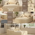 thumbnail image 3 of Jolifa Oversized Chaise Lounge Chair, 47" W Upholstered Corduroy Couch Cloud with 3 Pillows, Modern Deep Seat Sofa, No Assembly(Beige), 3 of 9