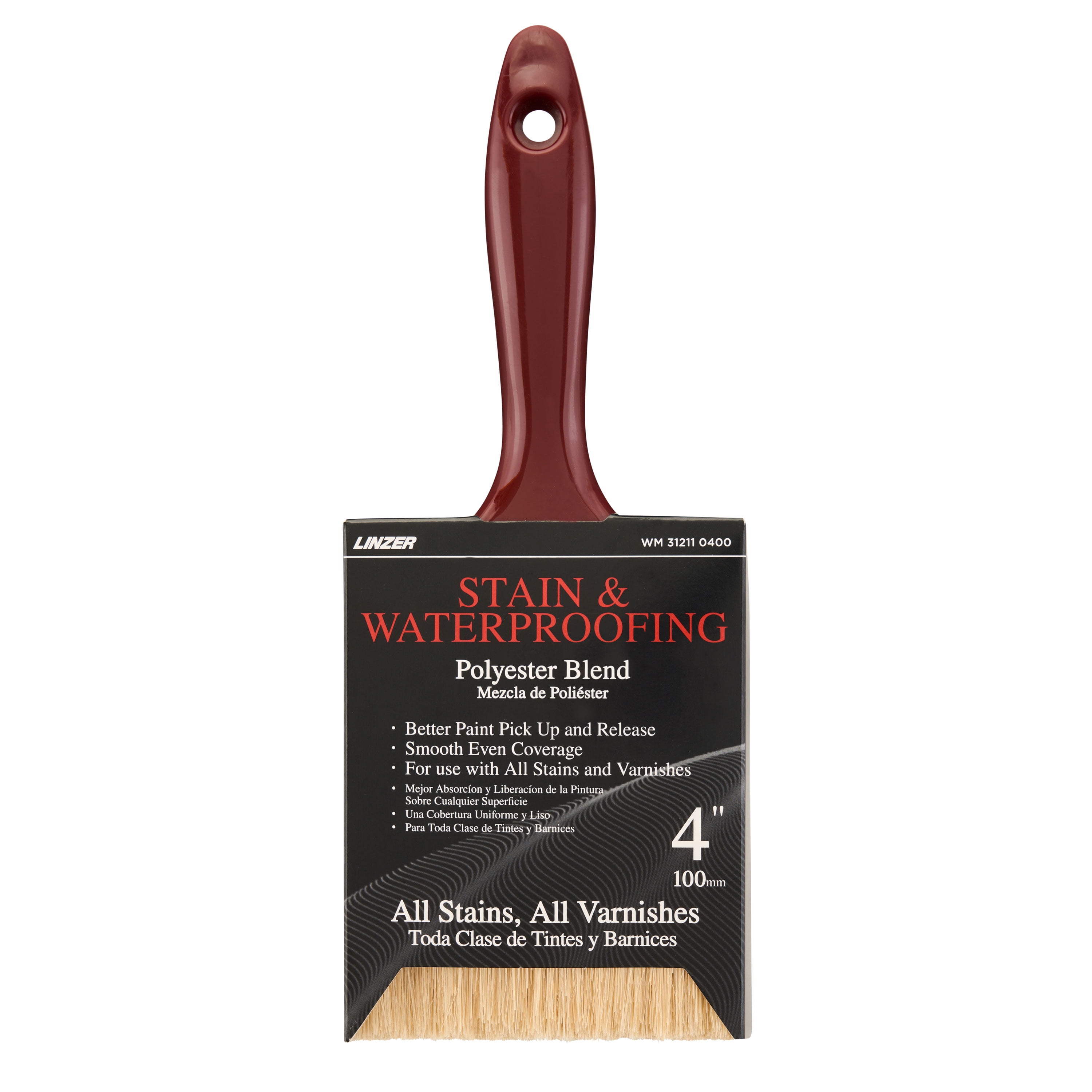 Linzer 4" Stain & Waterproofing Polyester Blend Flat Paint Brush