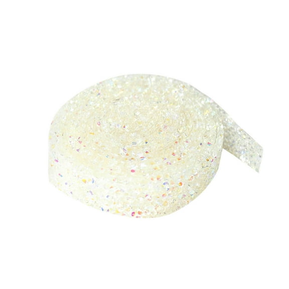 Resin Rhinestone Ribbons for Wedding Self Adhesive Diamond Crystal Ribbon Roll Glitter Resin Diamond Belt Bling for Craft DIY Bag Shoes Clothes(1 cm,white)