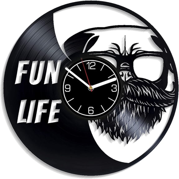 YanGxx Fun Life Vinyl Record Wall Clock Nature Art Pug-Dog Wall Art Birthday Gift for Girl Animal Clock Nature Wall Clock Large Doggie Vinyl Clock Xmas Gift Animal Decoration 12 inch Wall Clock