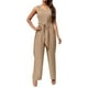 thumbnail image 2 of Mono sin mangas con cuello en V y pierna ancha para mujer - Mono con cintura ajustable para llevar en verano en ocasiones informales, 2 of 5