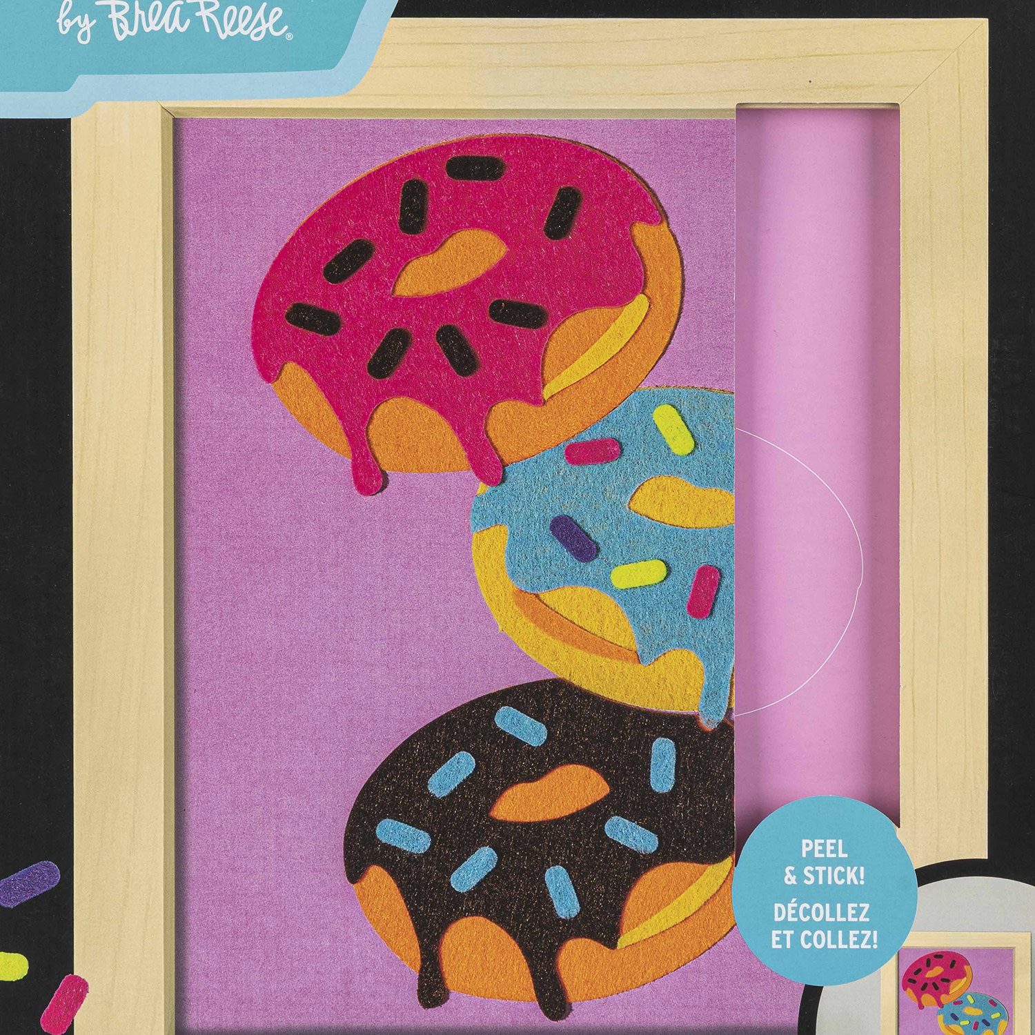 Vivid by Brea Reese: Felt Art Kit – Sweet Donuts - DIY Peel & Stick Craft Set, Colorful Desserts, Sensory Activity, Display Frame, Pink-Blue-Purple