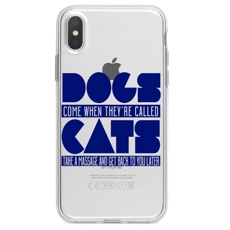 DistinctInk Clear Shockproof Hybrid Case for iPhone XS Max (6.5 Screen) - TPU Bumper Acrylic Back Tempered Glass Screen Protector - Dogs Come When Called Cats Later