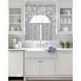 thumbnail image 3 of Grey Christmas Swag Kitchen Curtains Sets for Windows 24 Inch Length, Xmas Snowflake White Short Window Curtain Panels Swags Valances and Tiers 3 Piece Set for Cafe/Dining Room, 3 of 5