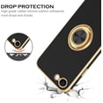 thumbnail image 5 of iPhone SE 2022 Case,iPhone SE 2020 Case,iPhone 8/7 Case with Rotatable Ring Holder Magnetic Kickstand Women Girls Slim Shockproof Protective Phone Cover for iPhone SE 3rd/2nd Gen, Black/Gold, 5 of 9