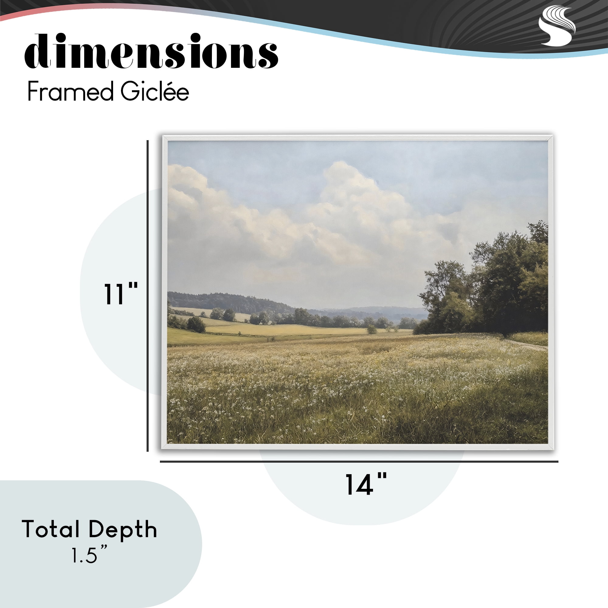 Stupell Industries Summer Landscape Cloudy Meadow White Framed Giclee Art, design by Franklyn Gregory