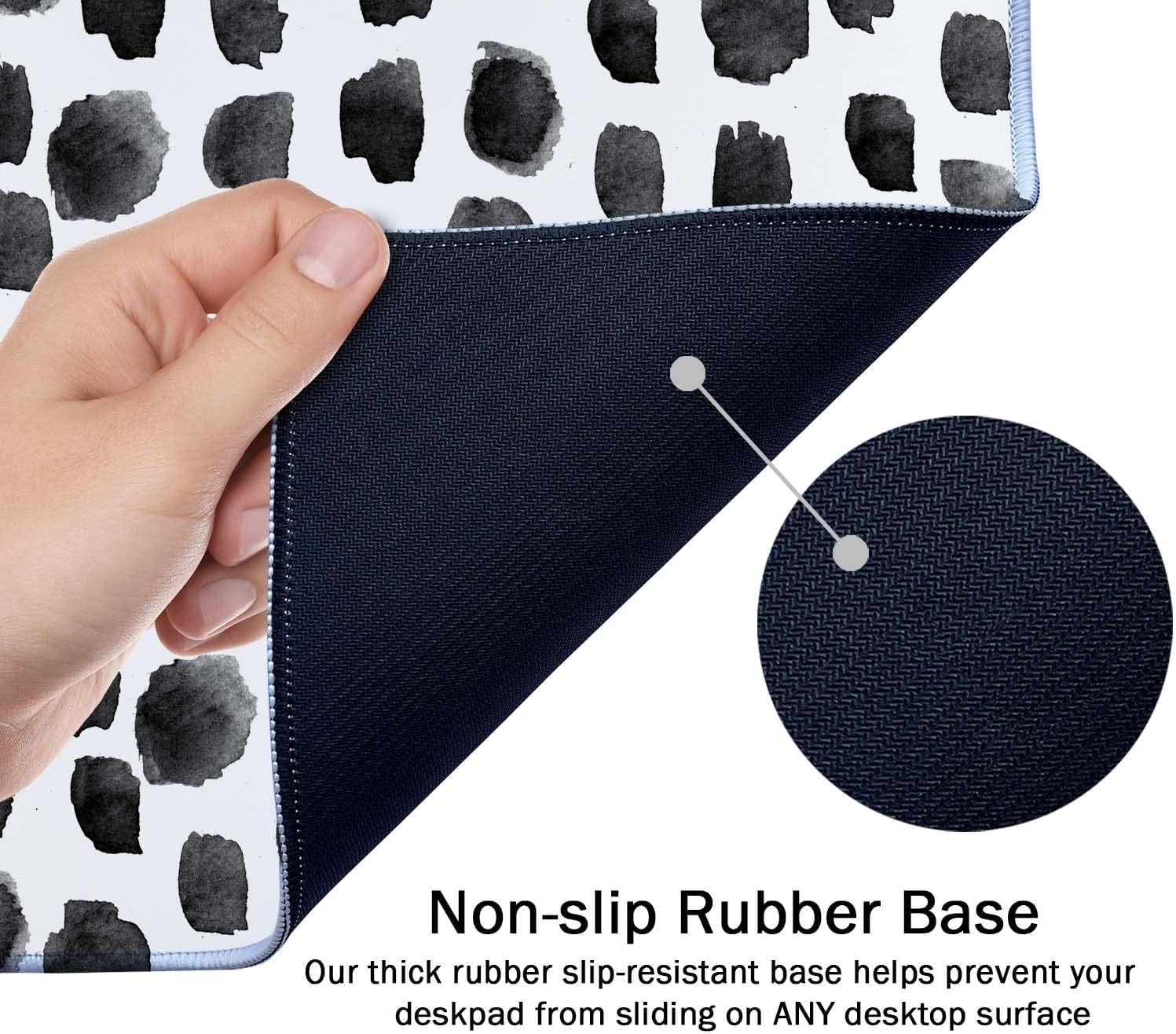 Polka Dot Extended Gaming Mouse Pad Mat Large Desk Mat Non Slip Rubber Base Computer Desktop Laptop Keyboard Mouse Mat Stitched Edges, 35.5x15.7 in XXL Waterproof Mousepad for Work Game