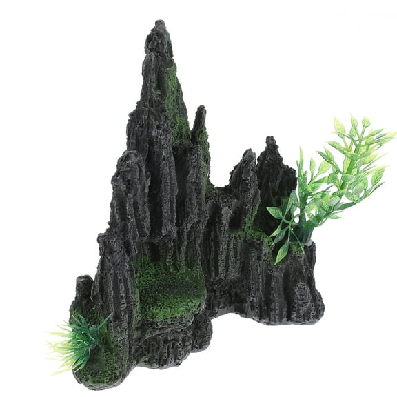 WORGEOUS 2 pcs  Mountain View Aquarium Ornament Fish Tank Decoration Landscaping Resin Craft