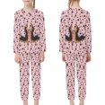 thumbnail image 4 of DISNIMO Pink Dog Paw Print Pajamas Girls Kids Pajamas Set Animals Floral Print Kids Pj Set Girls Size 5-6 2 Piece Pj Set for Girls Long Sleeve and Pants Pajamas Sleepwear with Pockets, 4 of 7