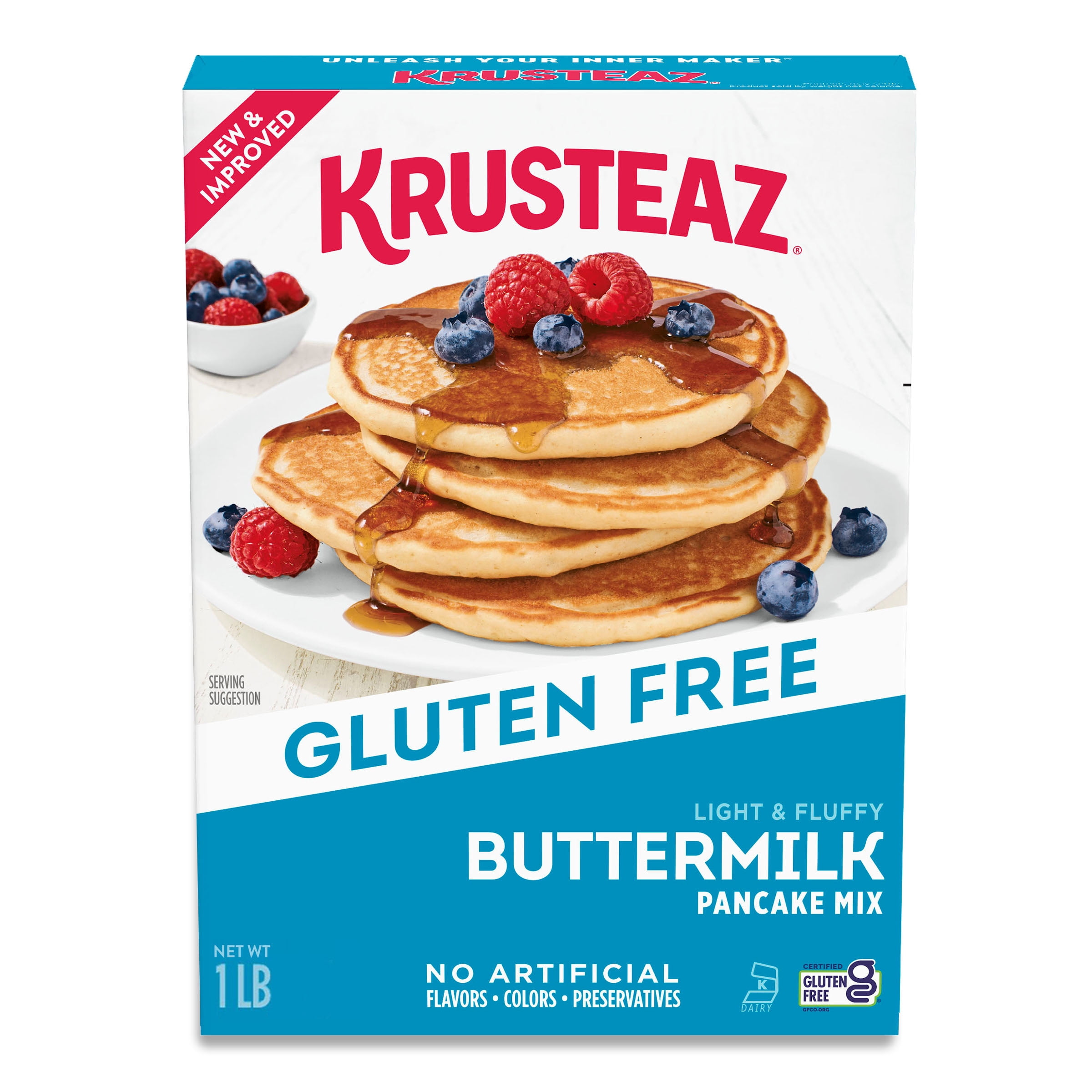 (8 pack) Krusteaz Gluten Free Light and Fluffy Buttermilk Pancake Mix, 16 oz Box